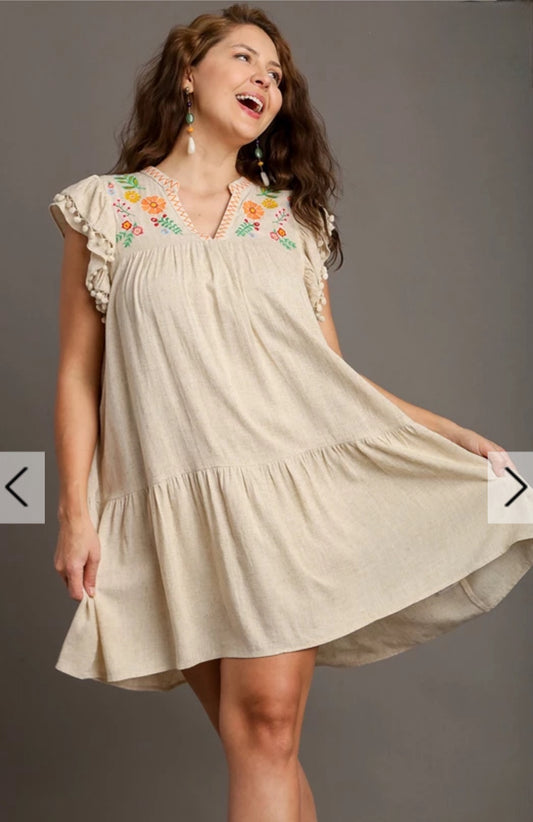 Linen Embroidery Dress