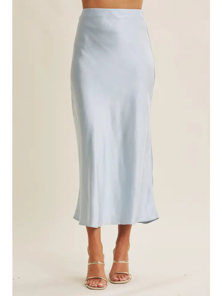 Moonlit Thick High Quality Silky Satin Bias Cut Maxi Skirt