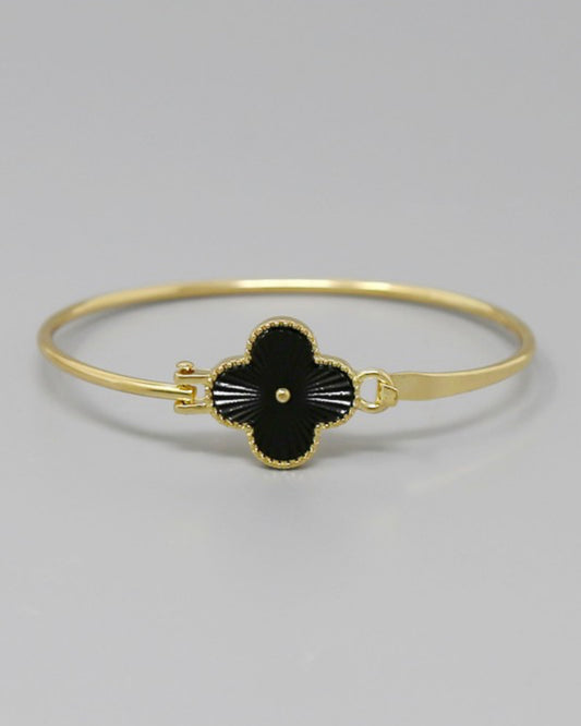 Clover Bangle Bracelet Black Gold