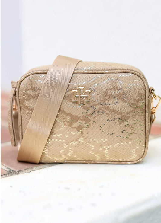 Campbell Camera Crossbody Bag Metallic Tan