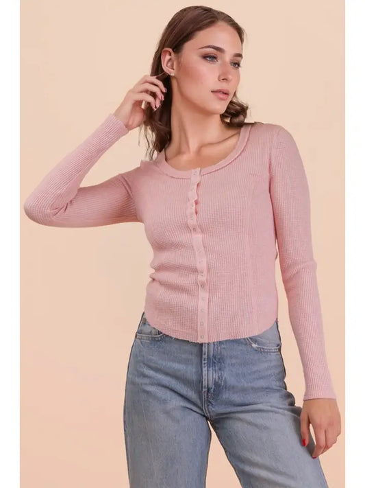 Rib Knit Button Top