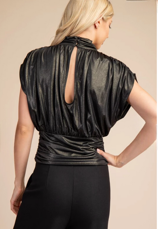 Mock Neck Silky Top
