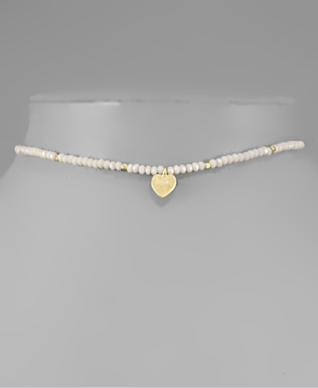 Heart Charm Bead Choker