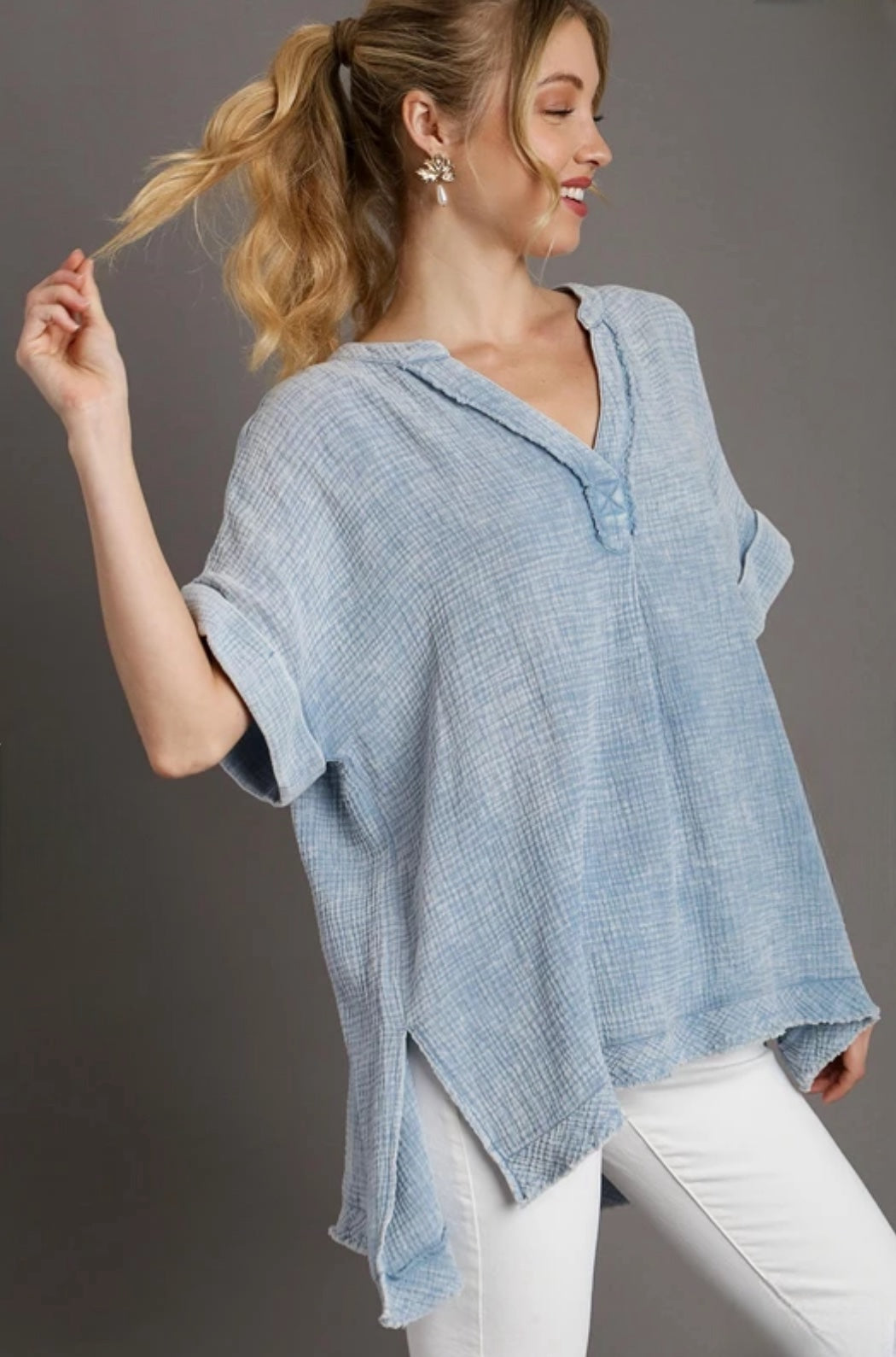 Mineral Wash Gauze Top