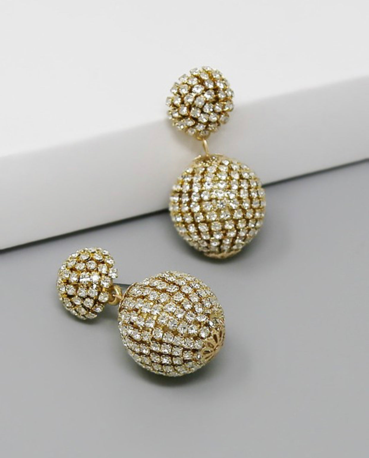 Rhinestone Pave Ball Earrings