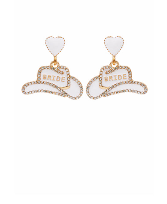 Bride Pave Cowboy Hat Earrings