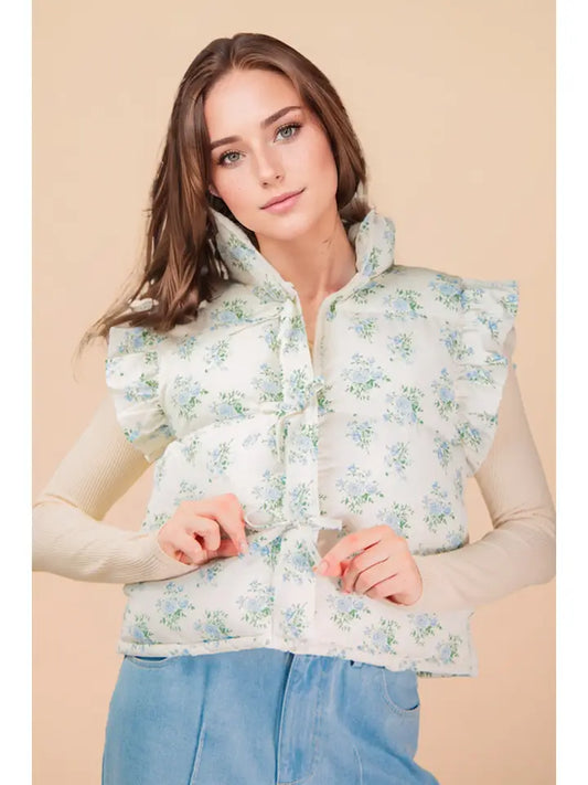 Pastel Bloom Puffer Vest