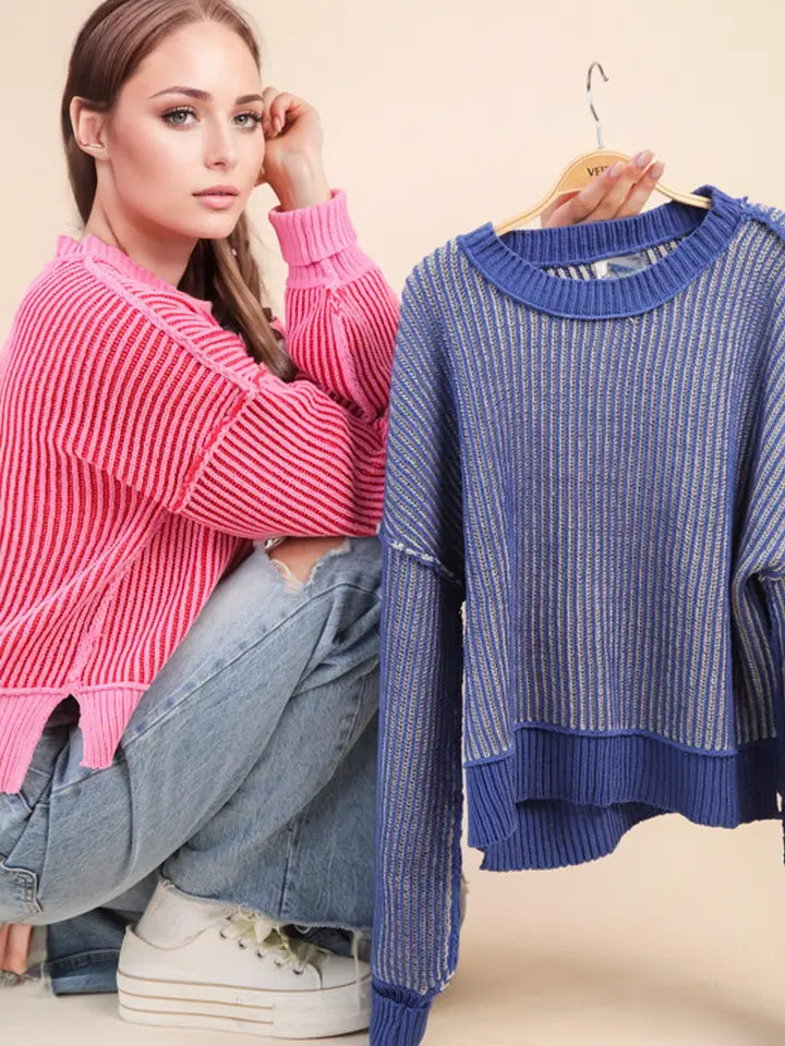 Cropped stripe sweater