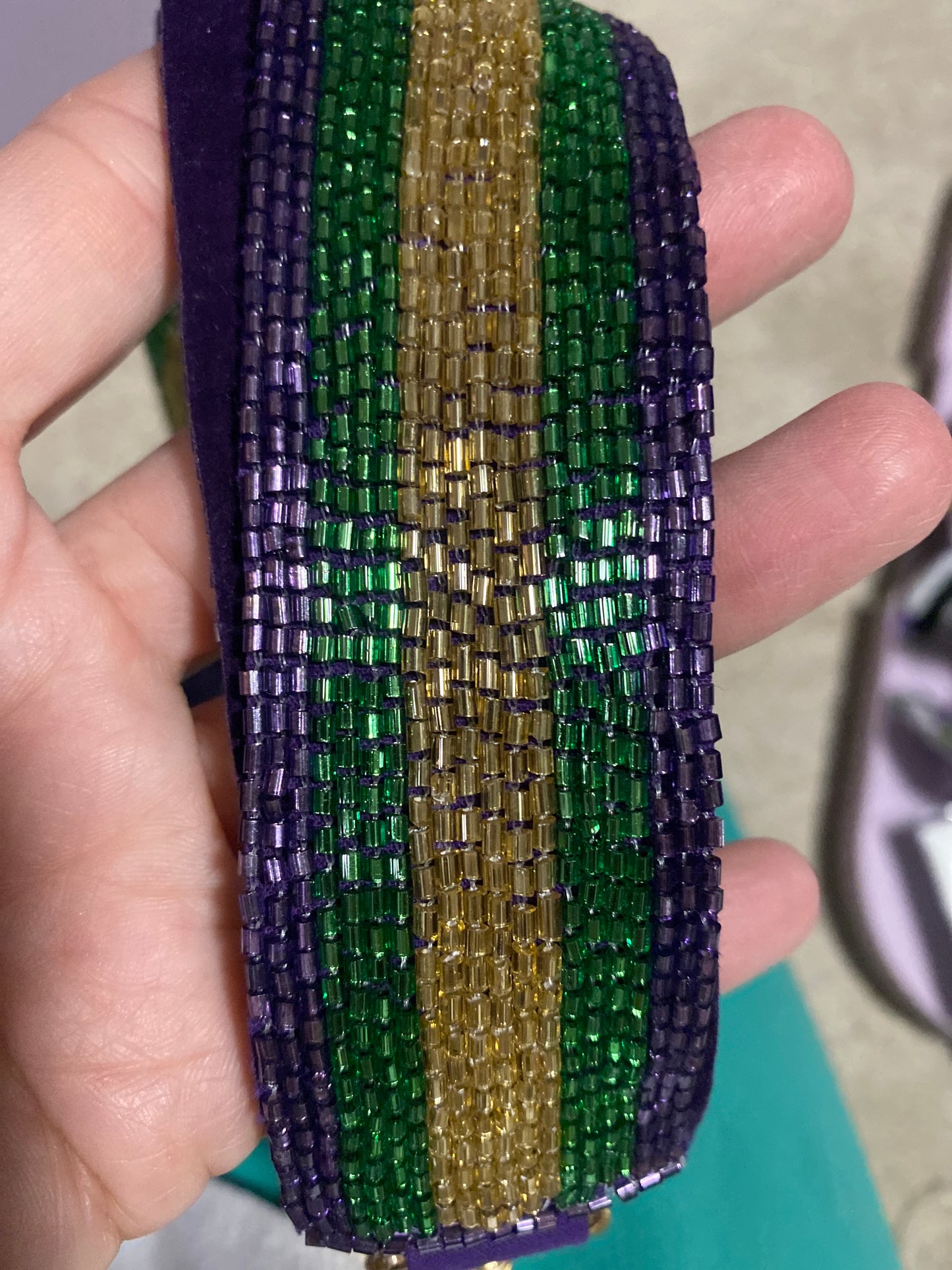 Mardi Gras Stripe Beaded Purse Strap