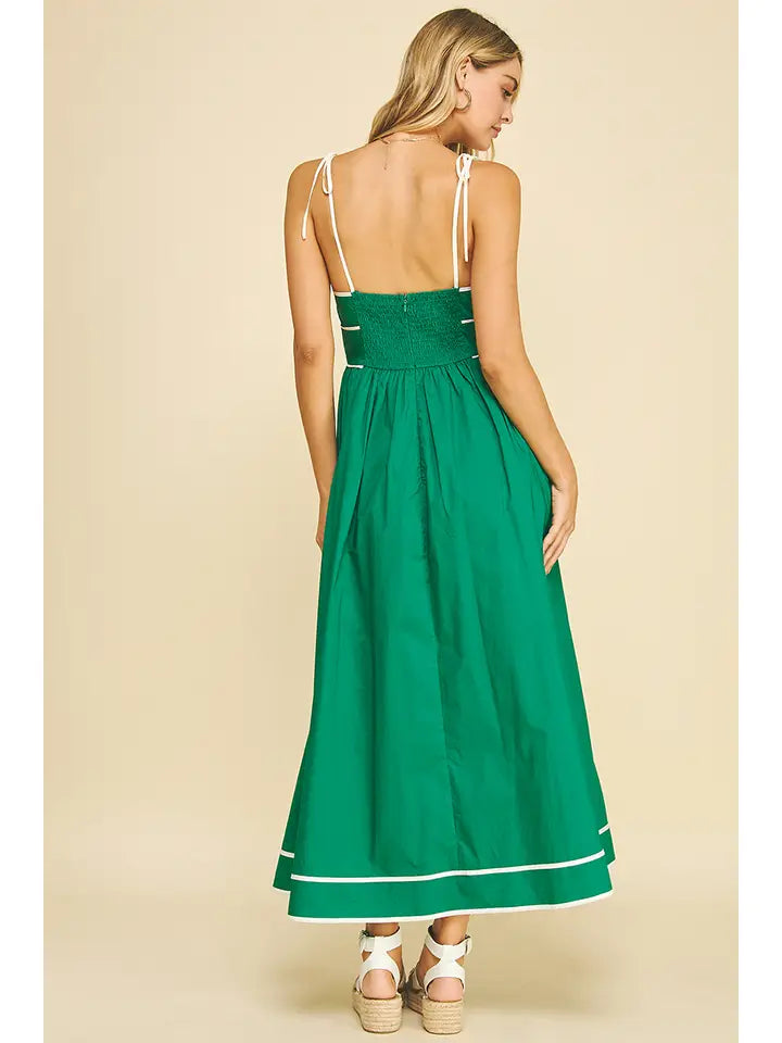Emerald Breeze Midi Dress