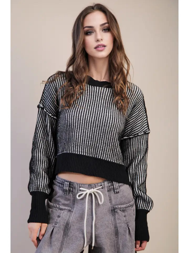Cropped stripe sweater