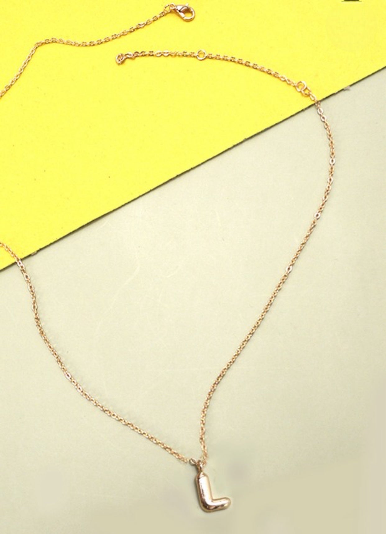 Gold Bubble Initial Necklace