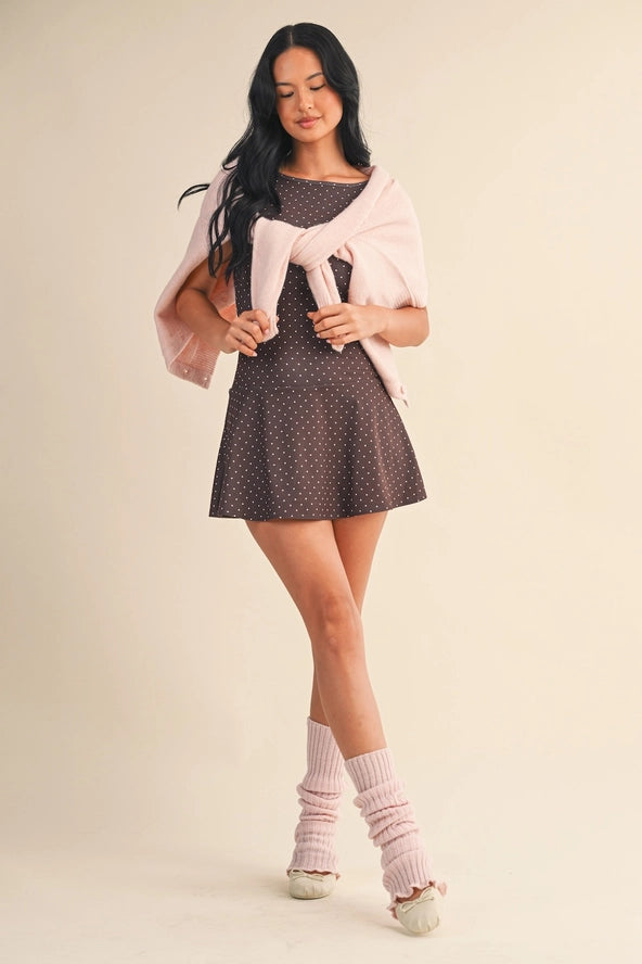 Mocha Dot Mini Dress