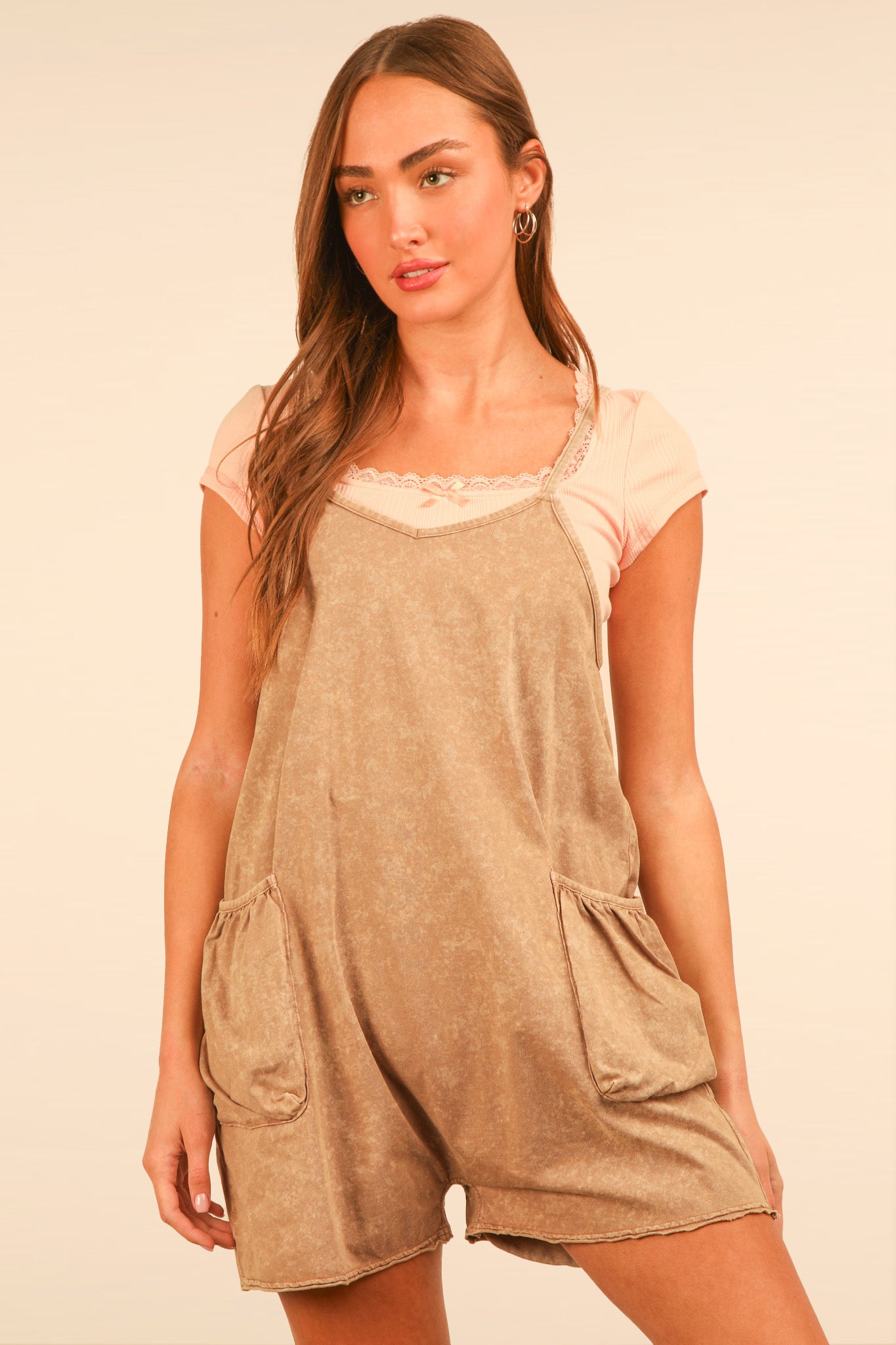 Mineral Washed Sleeveless Romper