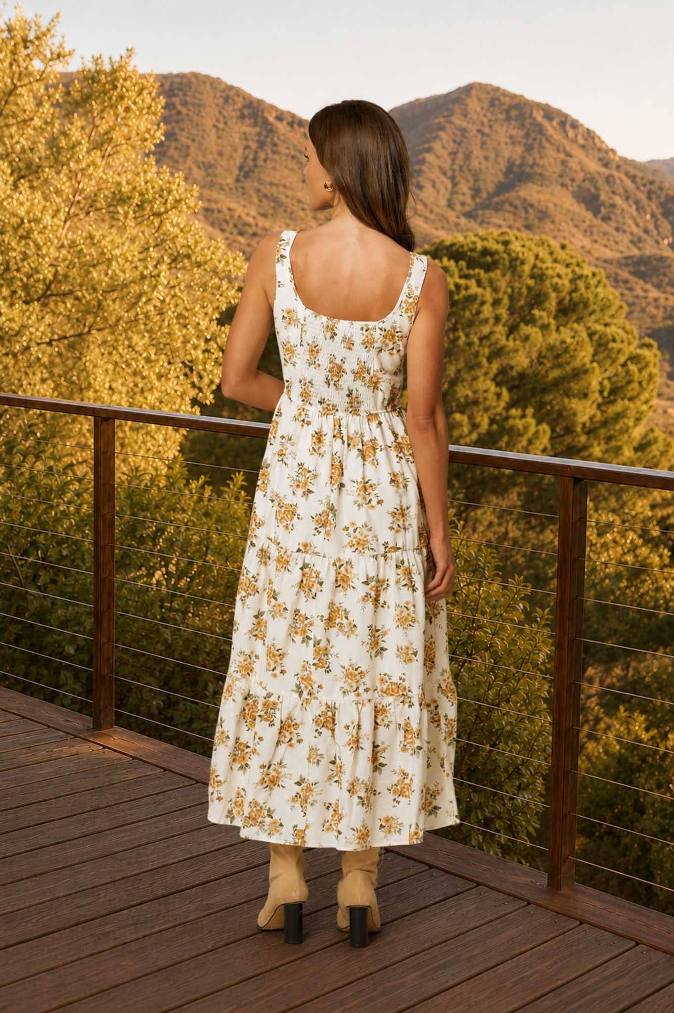 Golden Meadow Midi Dress