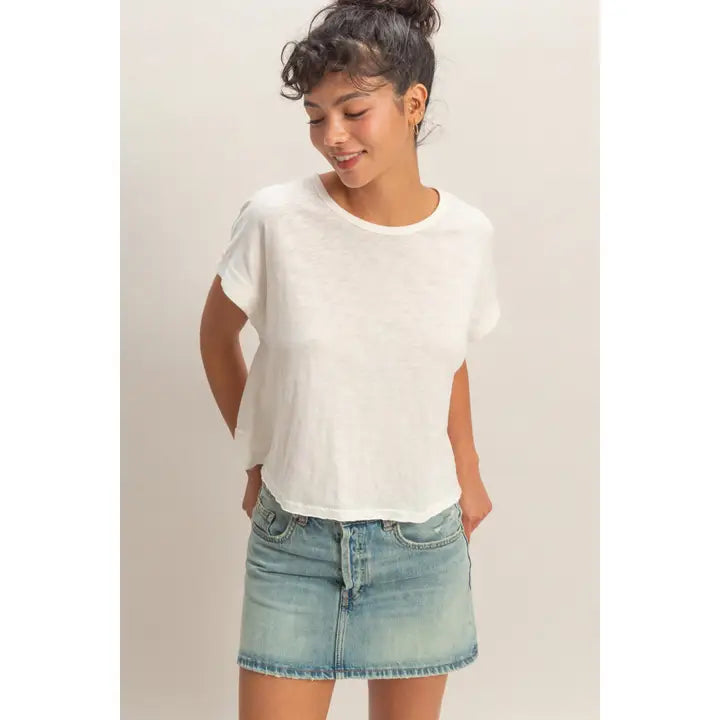 Acid Washed Cross Detail Open Back Top