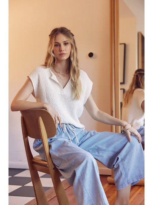 Effortless Layering Relaxed Fit Cotton Slub Sweater Top