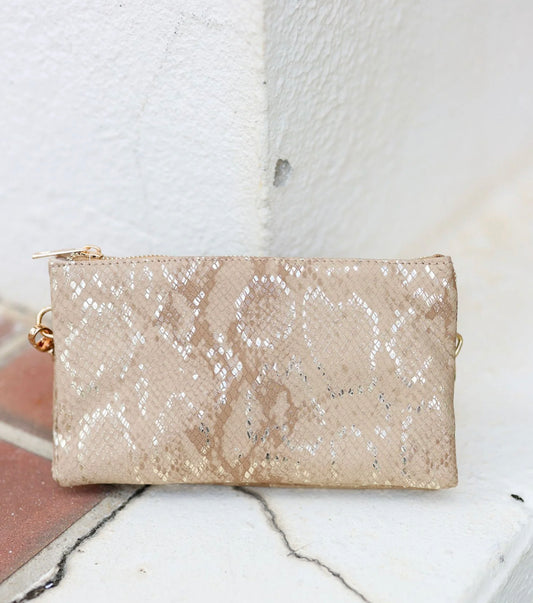 Liz Metallic Tan Crossbody Bag