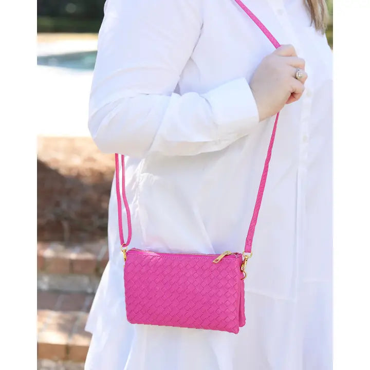 Liz Crossbody Bag Woven Hot Pink