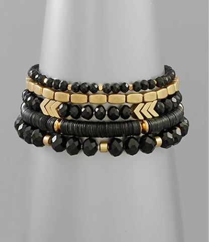 Chevron Multi Bead Bracelet Black