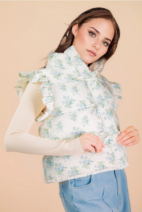 Pastel Bloom Puffer Vest