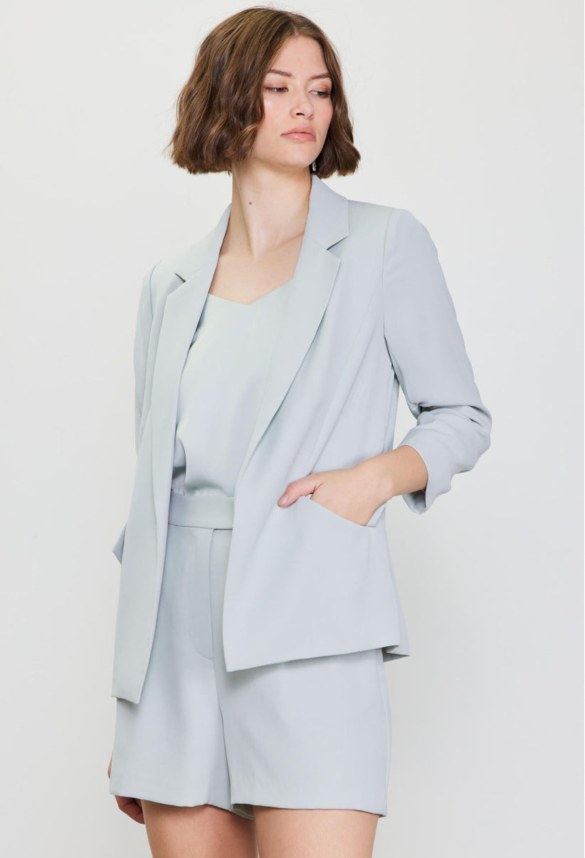 Shirred Sleeve Blazer