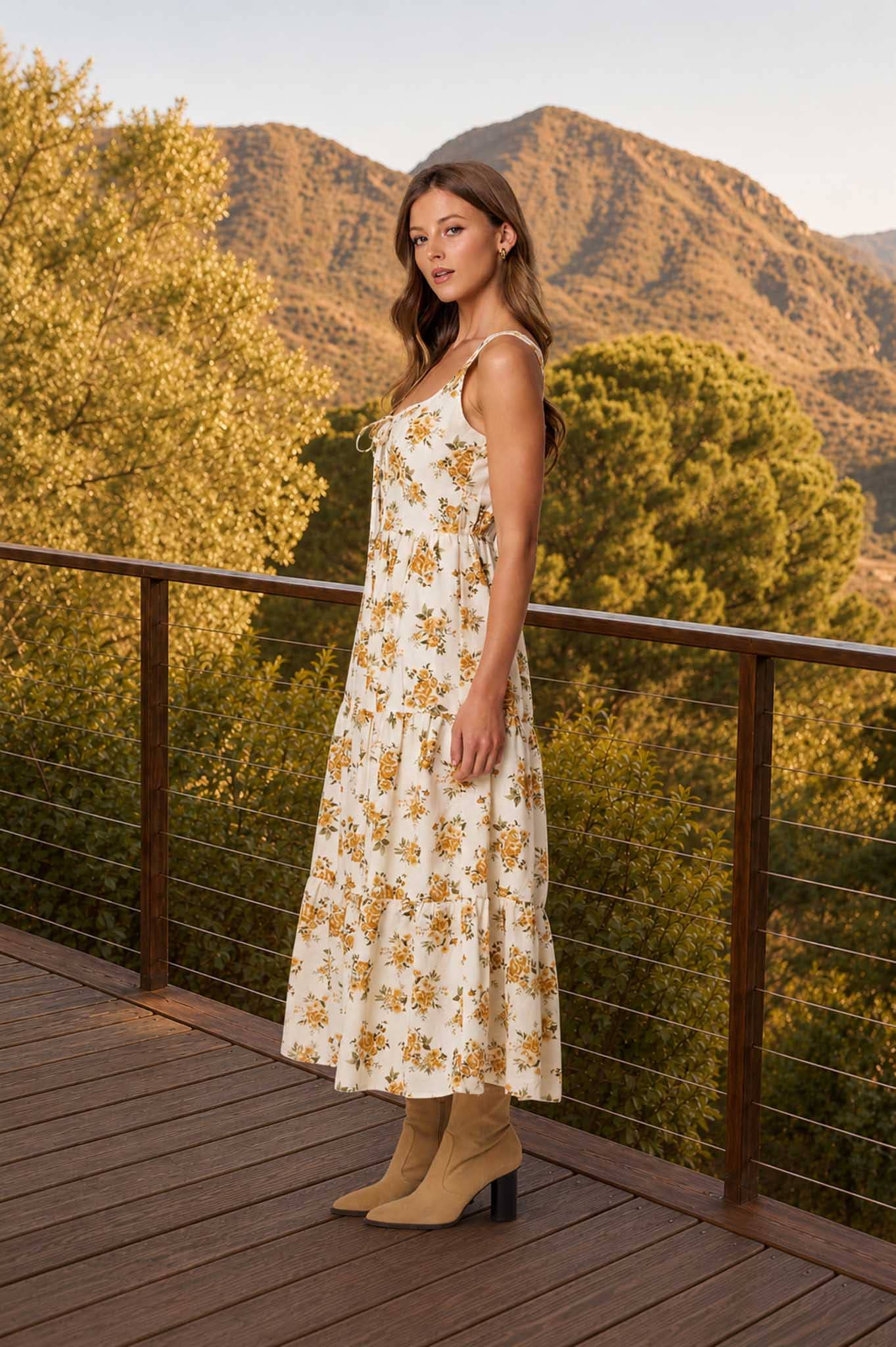 Golden Meadow Midi Dress