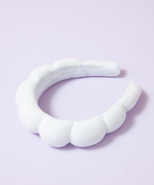 White Spa Sponge Terry Scalloped Headband