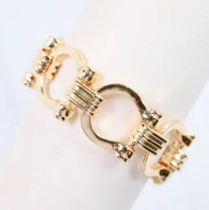 Ely Horsebit Chain Bracelet Gold