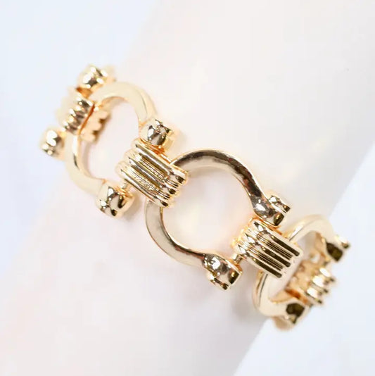 Ely Horsebit Chain Bracelet Gold