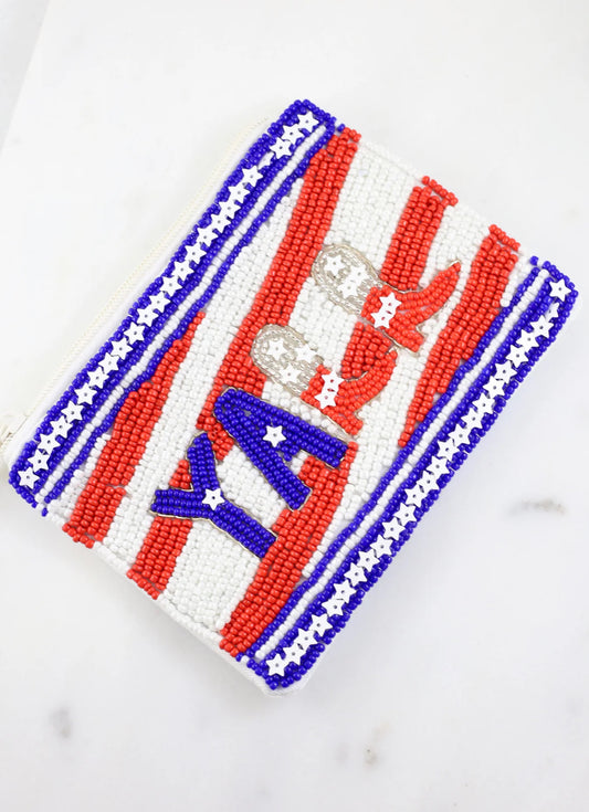Y’all Beaded Patriotic Pouch