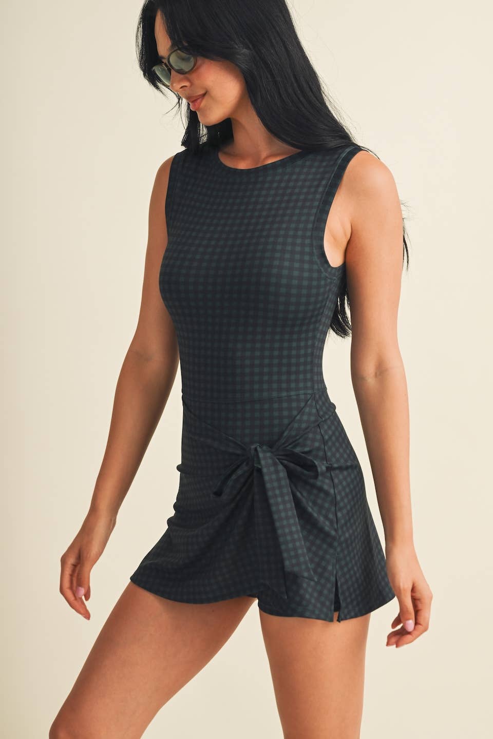 Evergreen Plaid Wrap Tie Dress