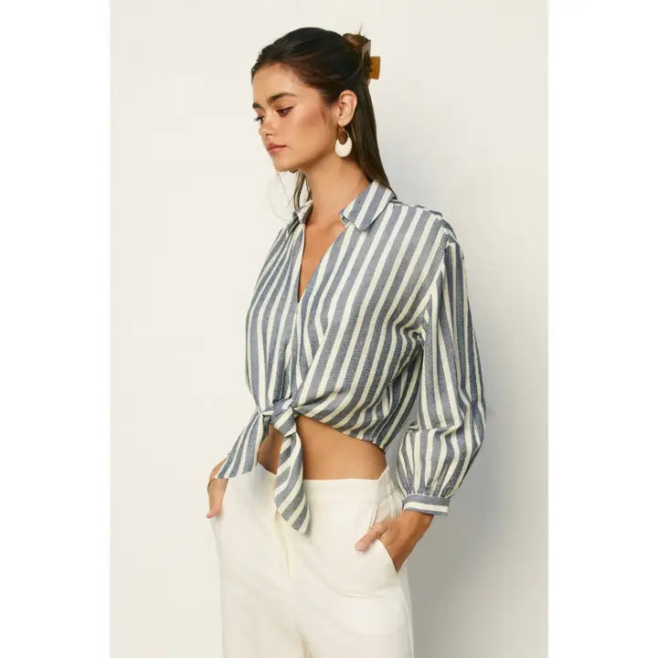 Nautical Stripe Knot Front Shirt