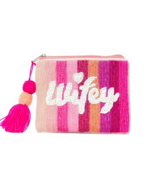 Wifey Beaded Pouch