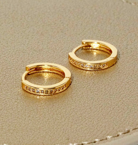 Cz Pave 9mm Huggie Hoop Earring