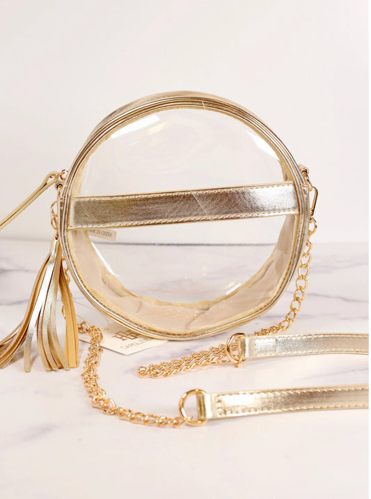 Madison Clear Crossbody Gold Bag