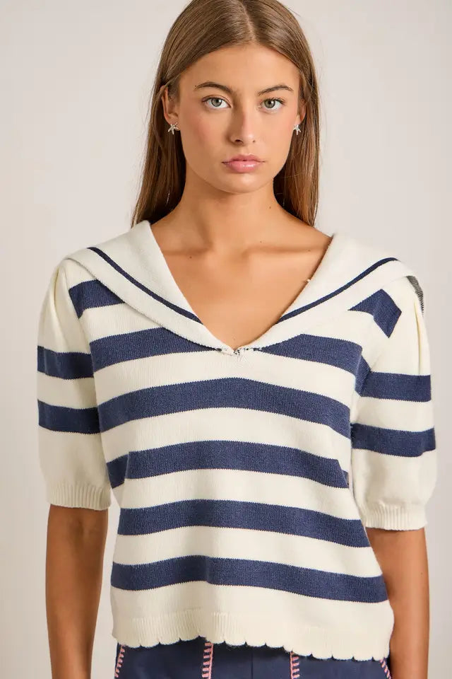 Striped Sailor Knit Top