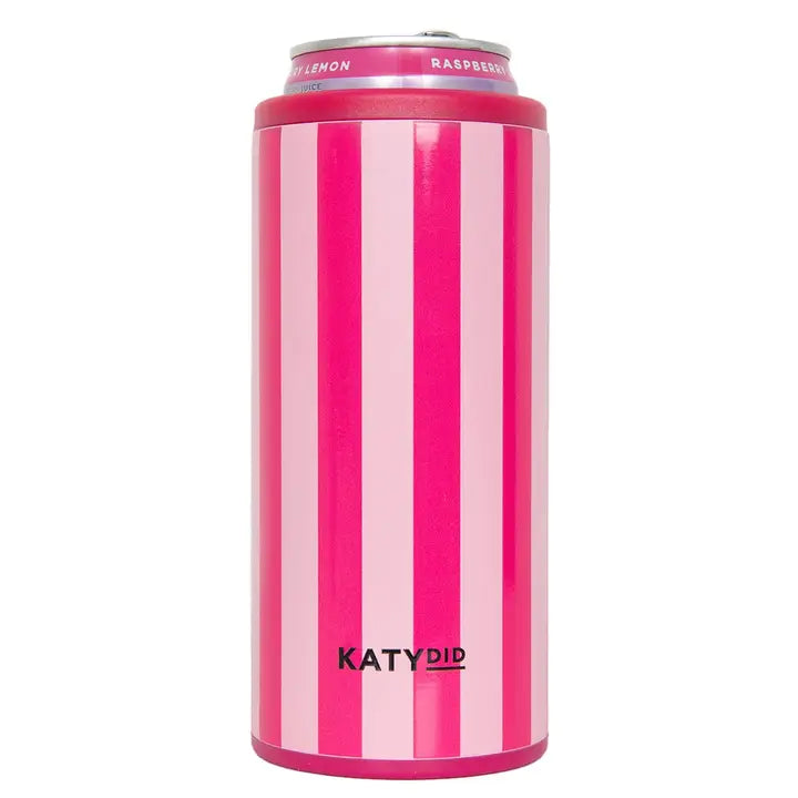 Pink and Hot Pink Striped Slim Can Cooler