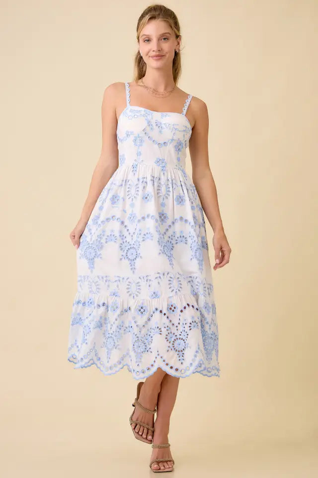 Bluebell Eyelet Midi Dress