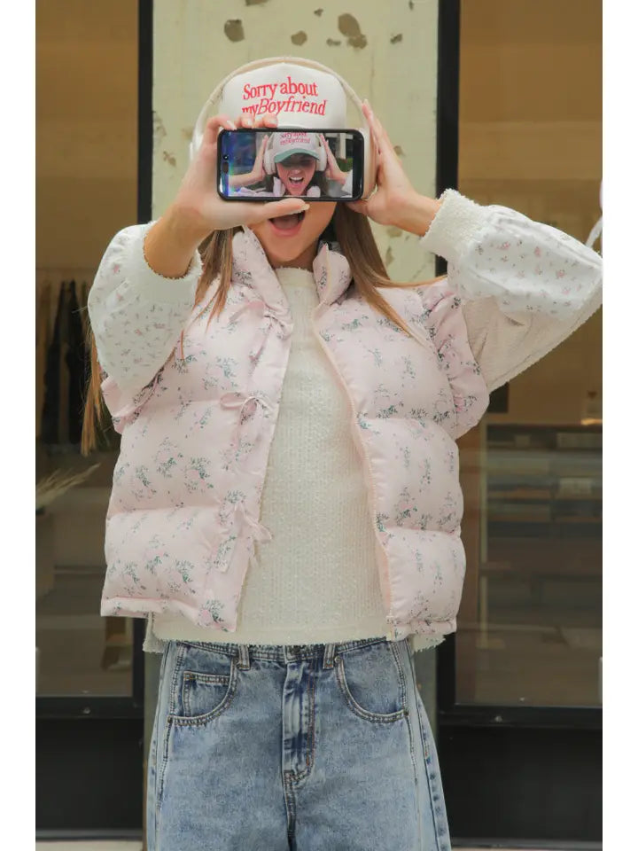 Pastel Bloom Puffer Vest