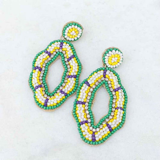 King Cake Beaded Earring