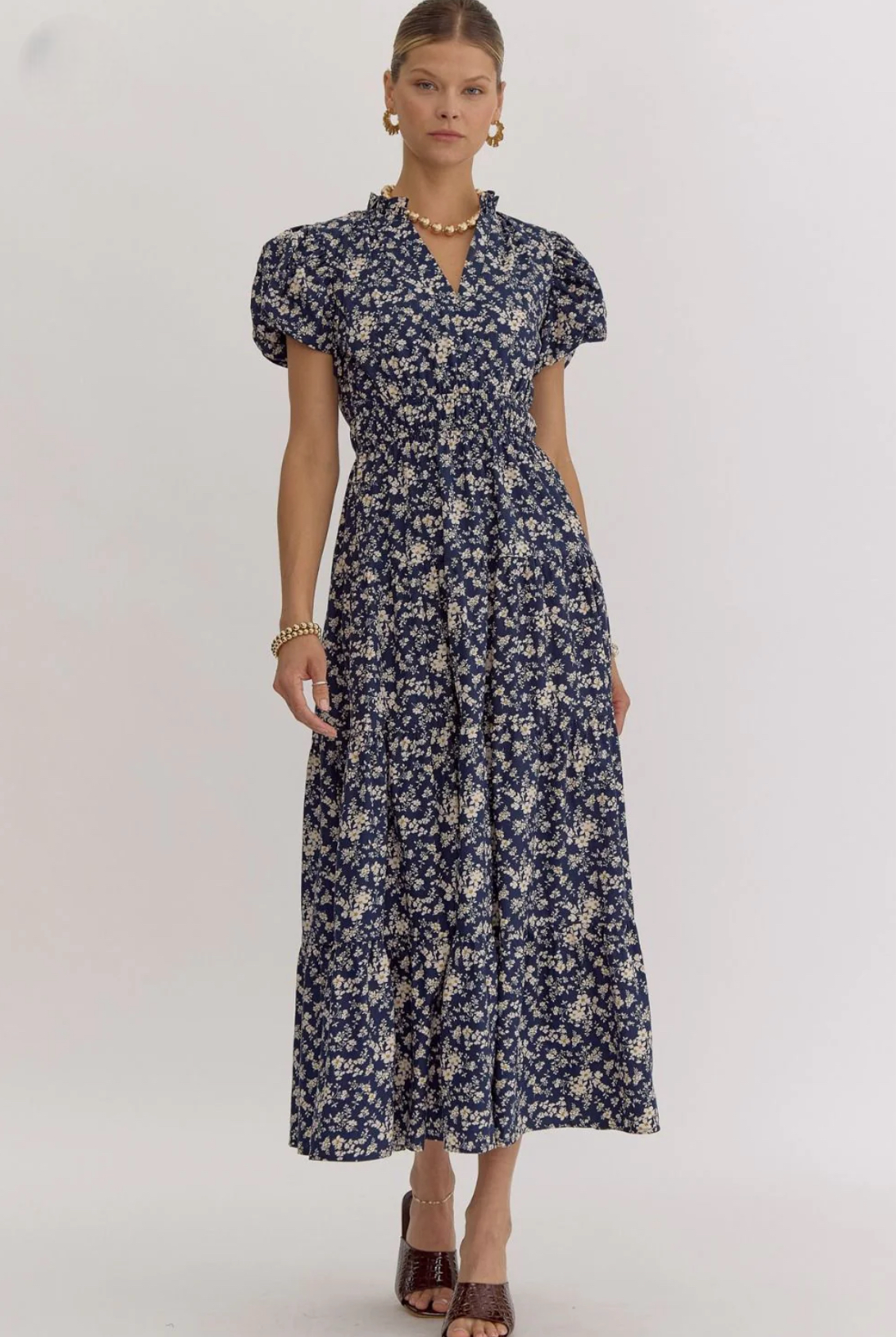 Fall Floral Midi Dress