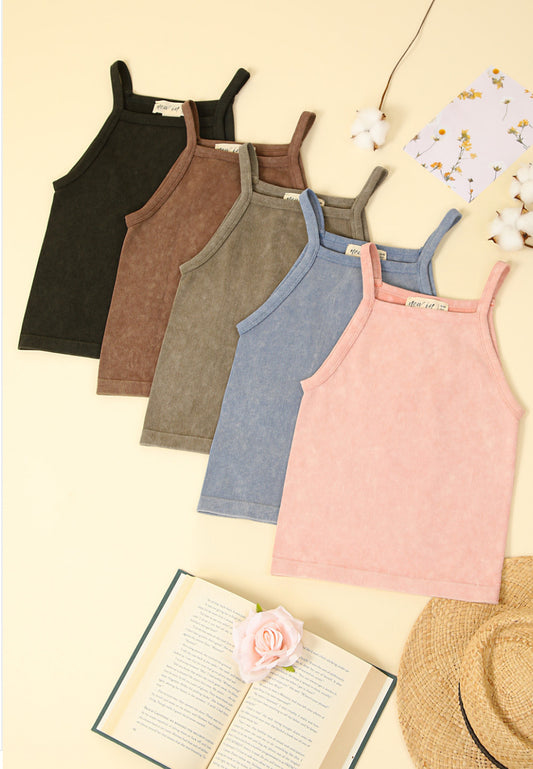 Slim Fit Soft Washed Knit Tank Top