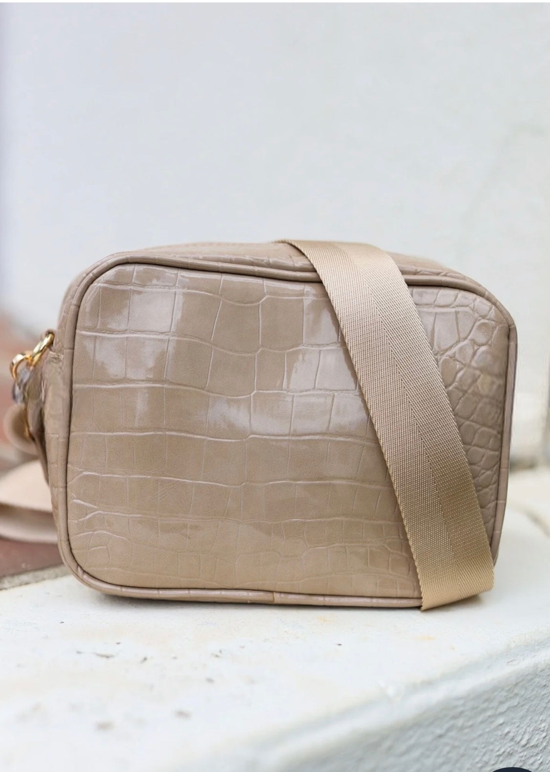 Campbell Camera Nude Patent Crossbody