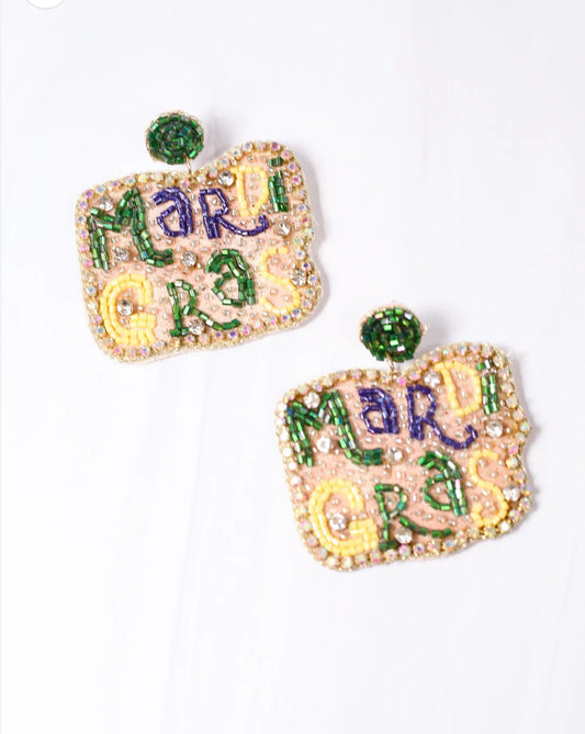 Mardi Gras CZ Earring