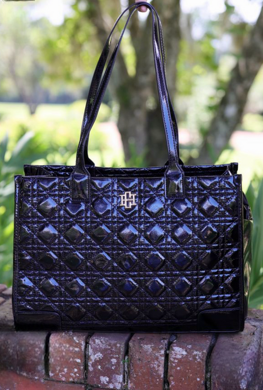 Shane Black Patent Quilted Tote