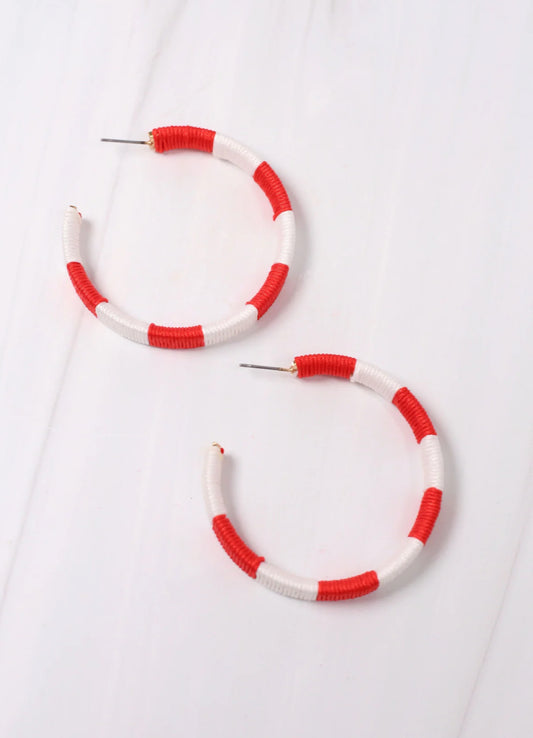 Red White Stripe Earring