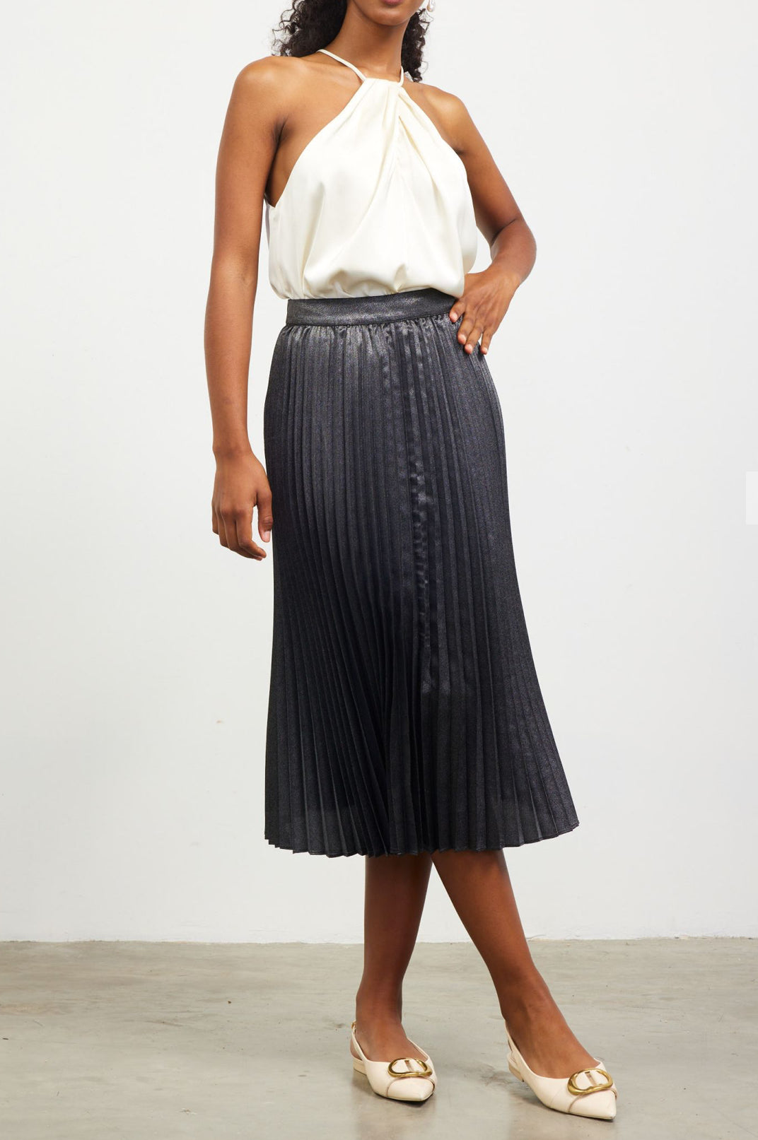 Pleated Midi Skirt