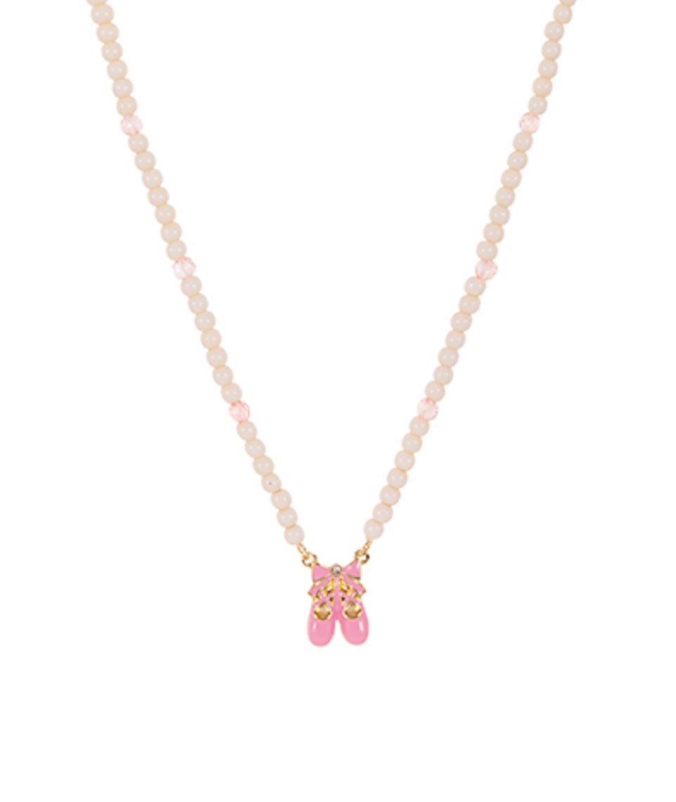 Color Bead & Ballet Shoes Necklace