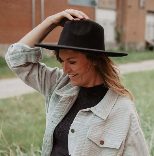 Black Wide Rim Felt Hat